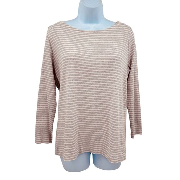 Vineyard Vines Boatneck Simple Tee in Oatmeal Heather Stripe - Picture 2 of 10